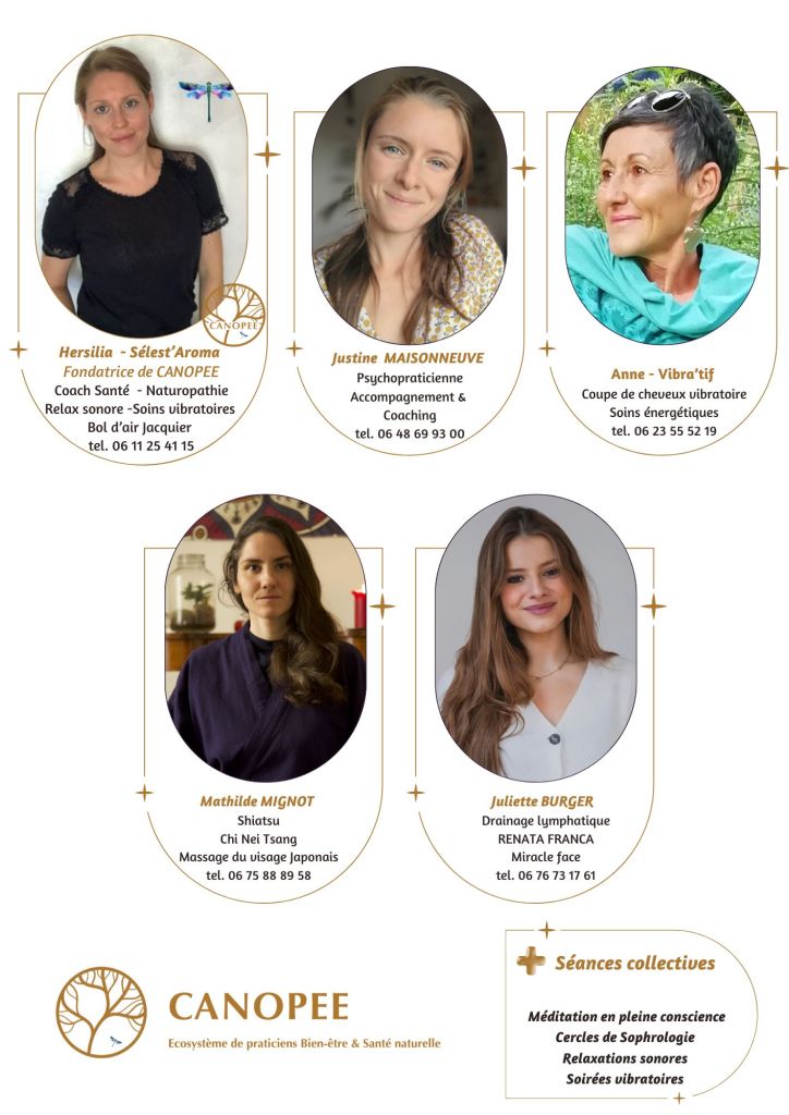 Canopée Sélestat 
écosystème de praticiens bien-être et santé naturelle. 
consultation partagée, thérapies alternatives, médecines douces.  coworking